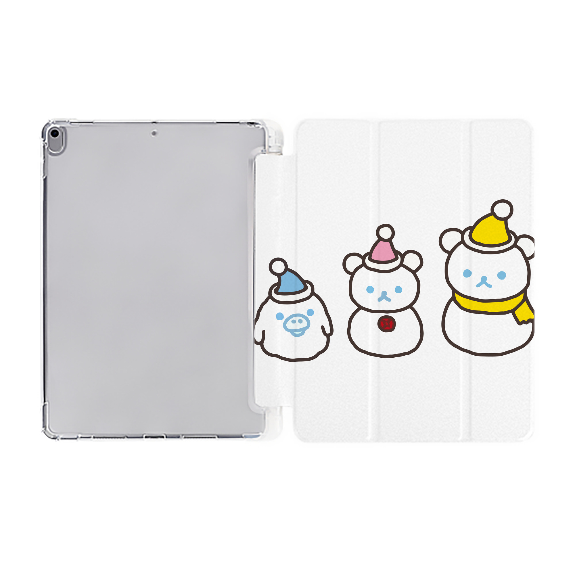 （画像用） リラックマ リラックマ キイロイトリ Rilakkuma Korilakkuma Kiiroitori IPad ケース ペン収納付き 三つ折りスタンド PUレザー×シリコン 対応機種9.5/10.5/10.9インチ